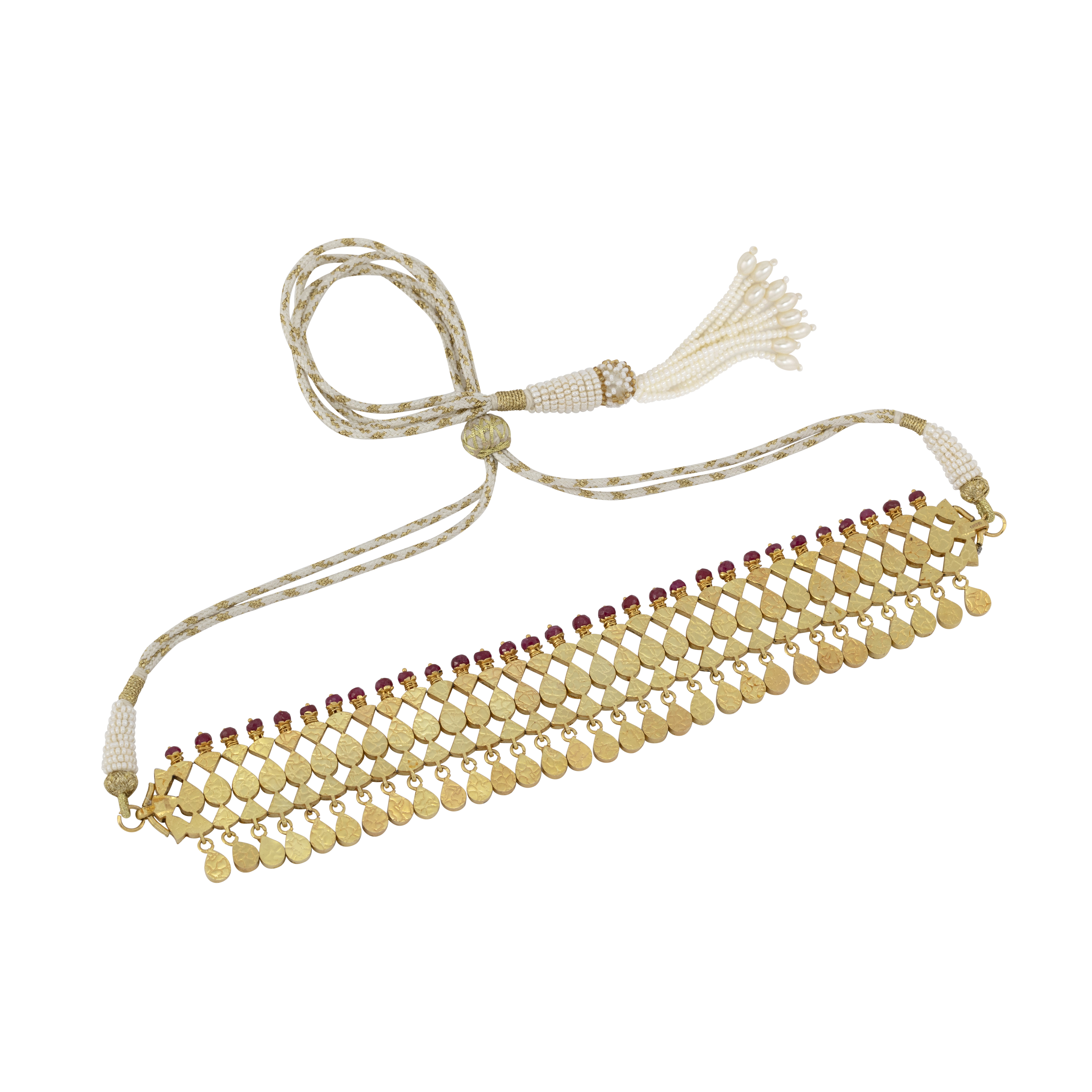 Polki Choker with Red Beaded Fungar and Teardrop Drops